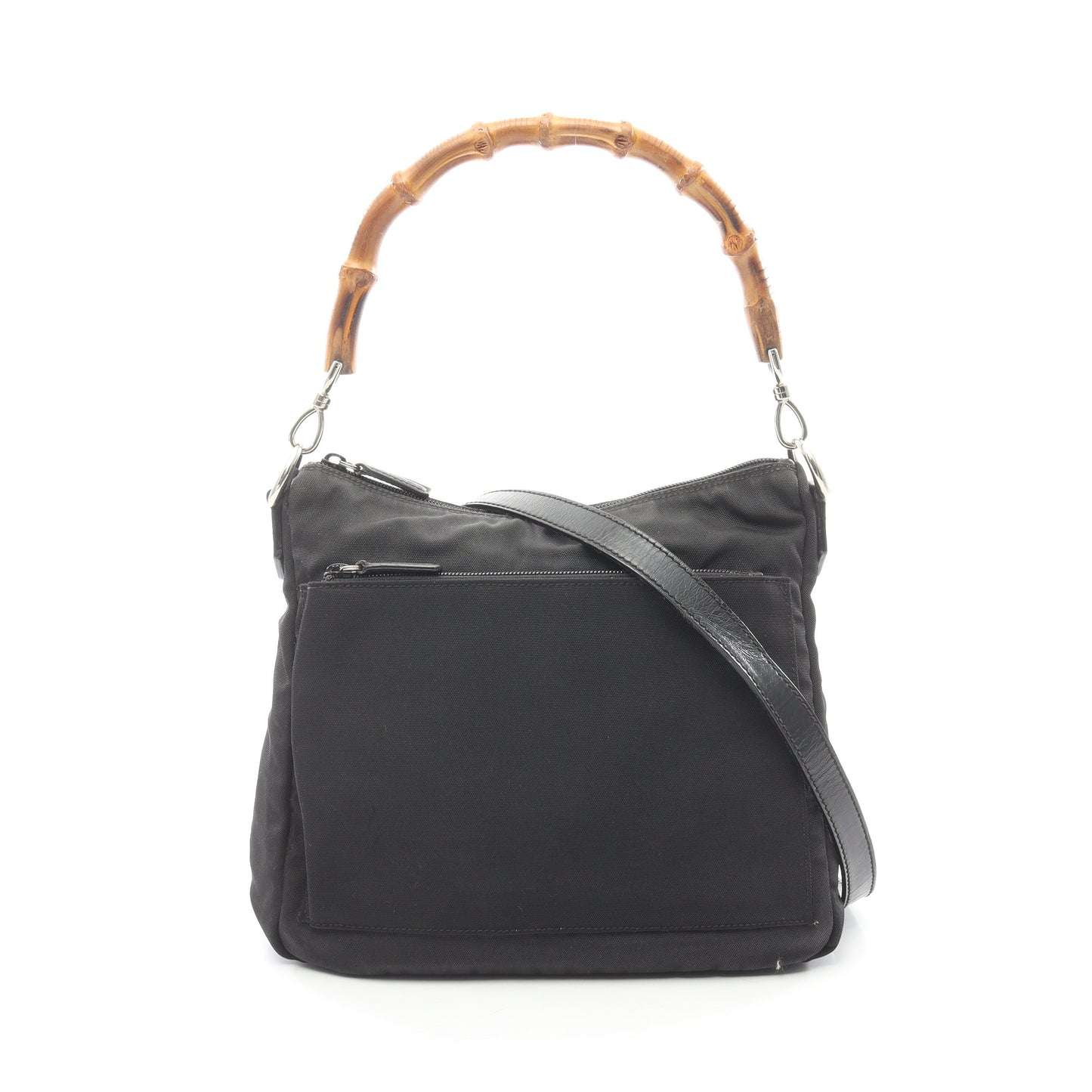 バンブー ワンショルダーバッグ キャンバス レザー ブラック 2WAY グッチ バッグ GUCCI