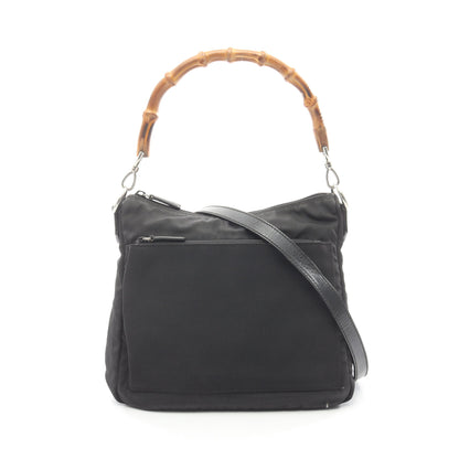 バンブー ワンショルダーバッグ キャンバス レザー ブラック 2WAY グッチ バッグ GUCCI