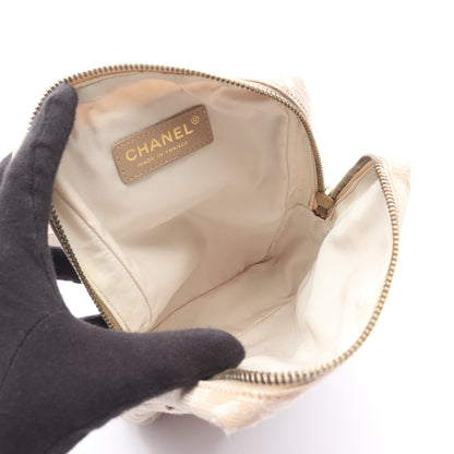 ニュートラベルライン ショルダーバッグ ナイロンキャンバス レザー ベージュ シルバー金具 シャネル バッグ CHANEL