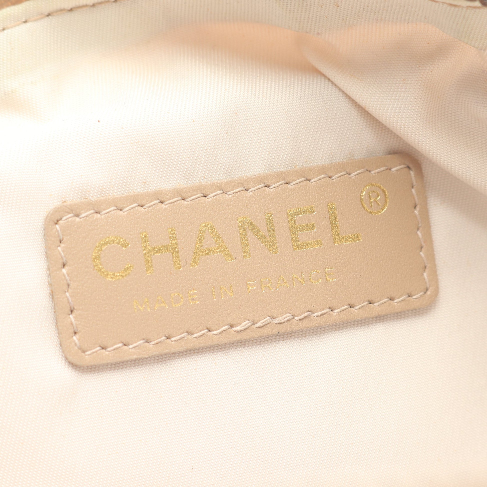 ニュートラベルライン ショルダーバッグ ナイロンキャンバス レザー ベージュ シルバー金具 シャネル バッグ CHANEL