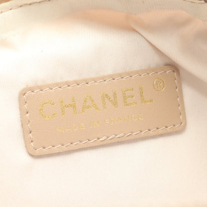 ニュートラベルライン ショルダーバッグ ナイロンキャンバス レザー ベージュ シルバー金具 シャネル バッグ CHANEL