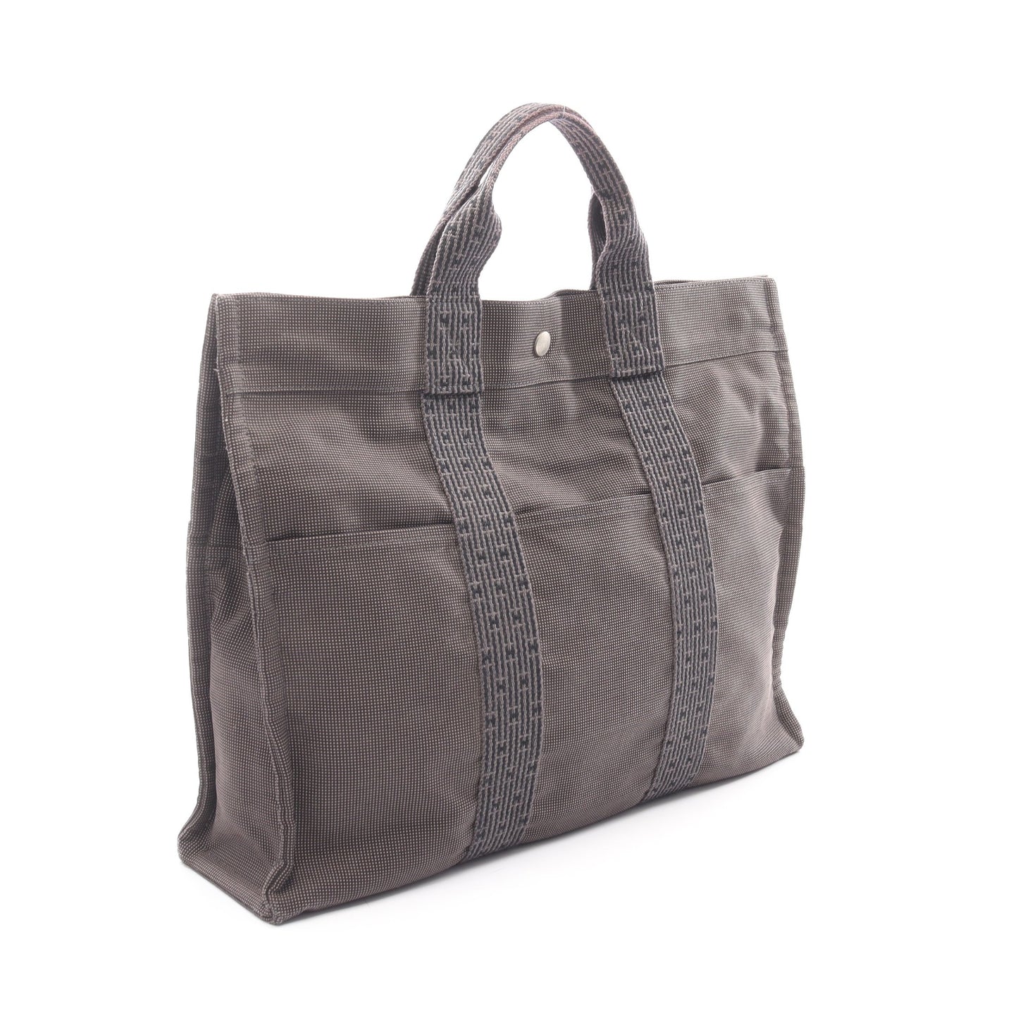 エールラインMM ハンドバッグ トートバッグ ナイロンキャンバス ダークグレー シルバー金具 エルメス バッグ HERMES