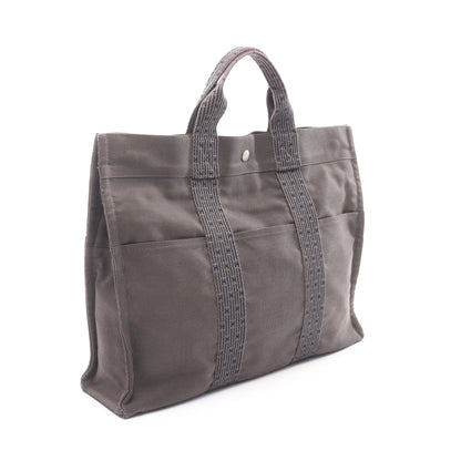 エールラインMM ハンドバッグ トートバッグ ナイロンキャンバス ダークグレー シルバー金具 エルメス バッグ HERMES