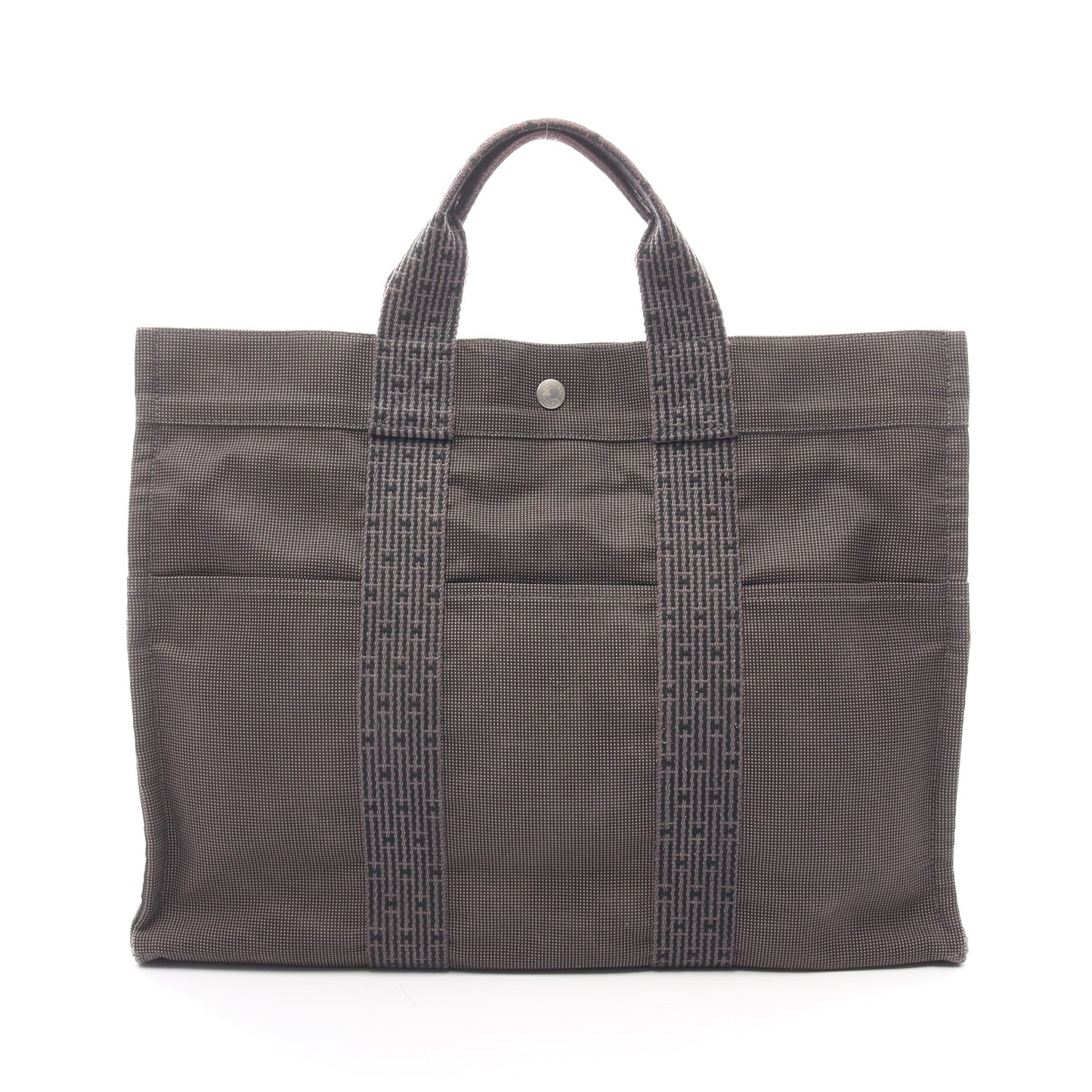 エールラインMM ハンドバッグ トートバッグ ナイロンキャンバス ダークグレー シルバー金具 エルメス バッグ HERMES