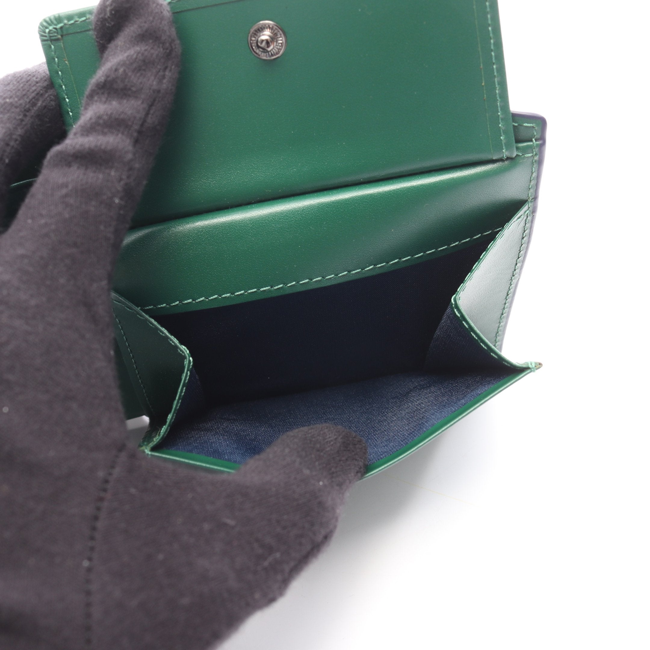 MCM　人気折り財布　レア　ライオン 二つ折り財布 ライオン レザー ブルー グリーン エムシーエム – RECLO
