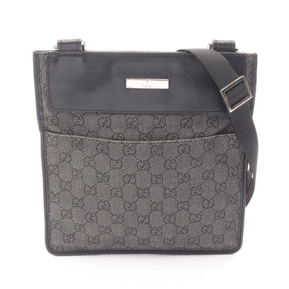 GGデニム ショルダーバッグ デニム レザー ブラック グッチ バッグ GUCCI