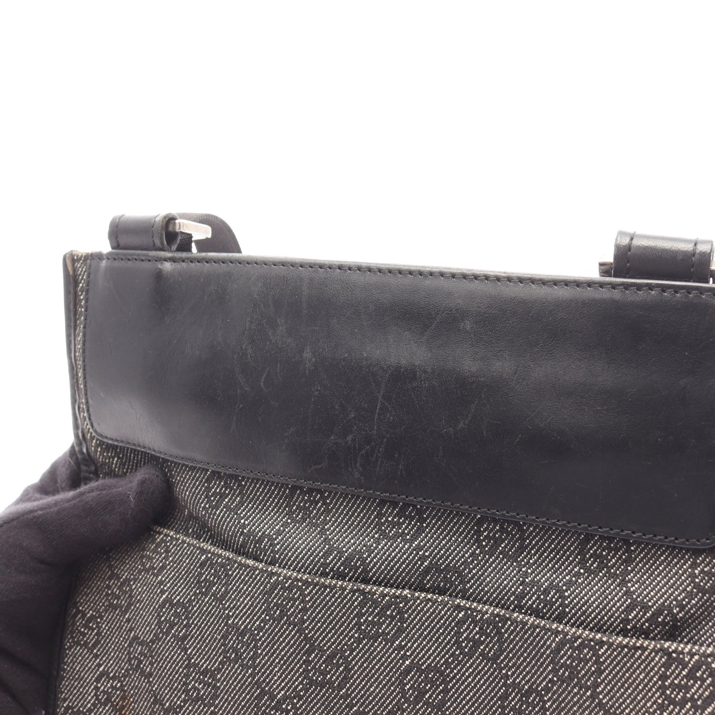 GGデニム ショルダーバッグ デニム レザー ブラック グッチ バッグ GUCCI