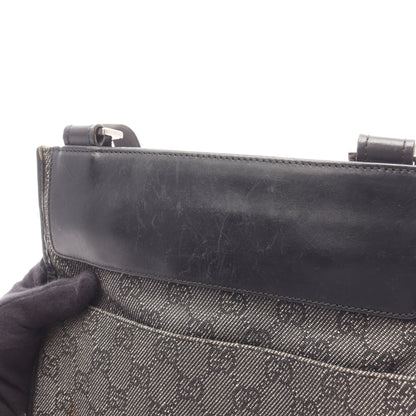 GGデニム ショルダーバッグ デニム レザー ブラック グッチ バッグ GUCCI