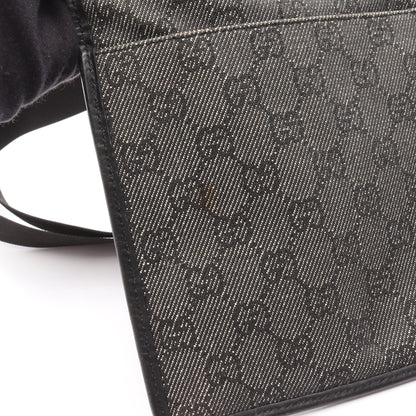 GGデニム ショルダーバッグ デニム レザー ブラック グッチ バッグ GUCCI