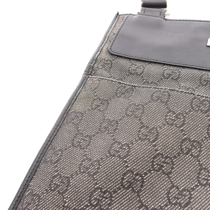 GGデニム ショルダーバッグ デニム レザー ブラック グッチ バッグ GUCCI