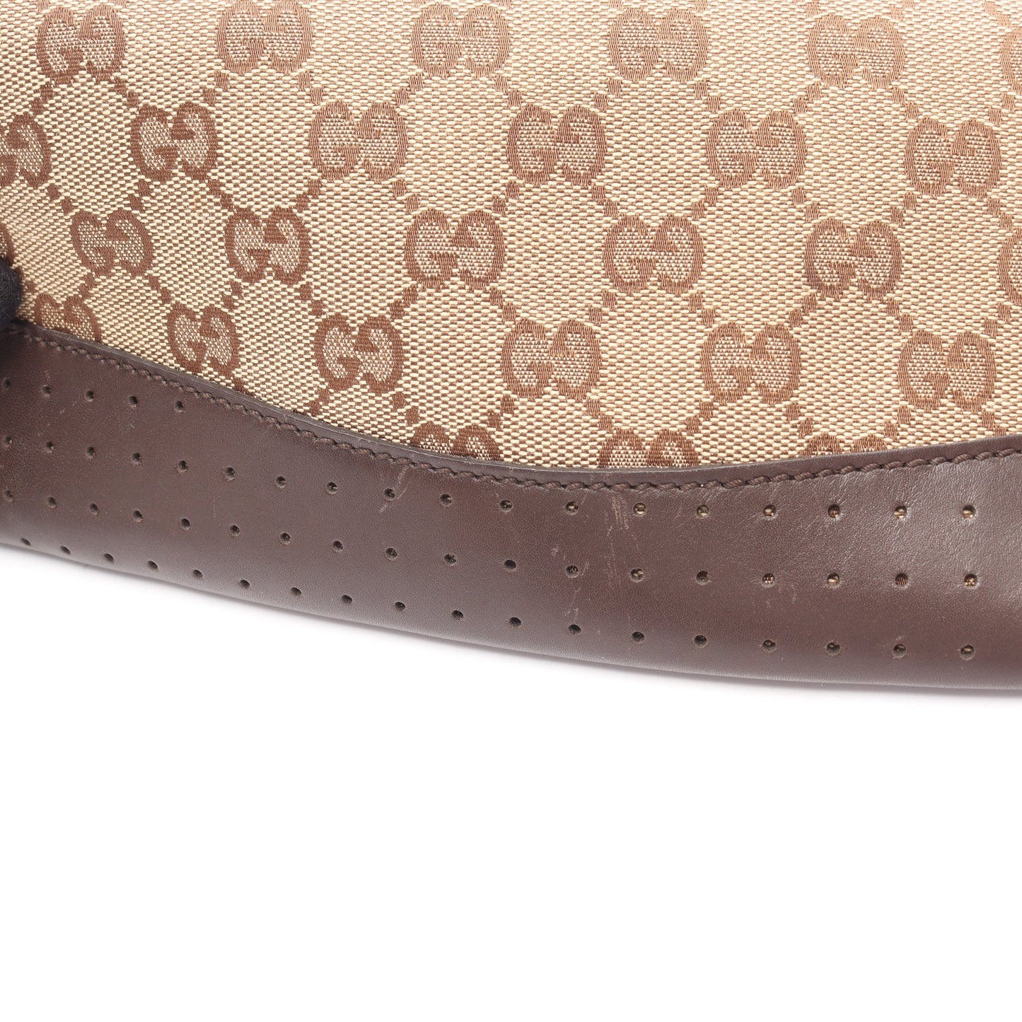 GGキャンバス ショルダーバッグ キャンバス レザー ベージュ ダークブラウン グッチ バッグ GUCCI