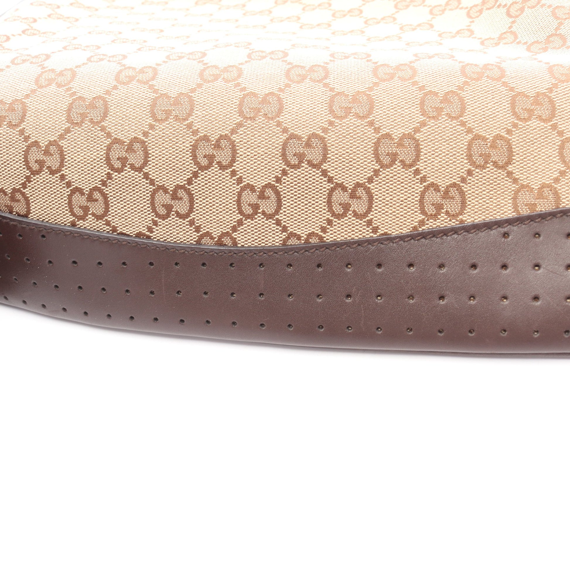 GGキャンバス ショルダーバッグ キャンバス レザー ベージュ ダークブラウン グッチ バッグ GUCCI