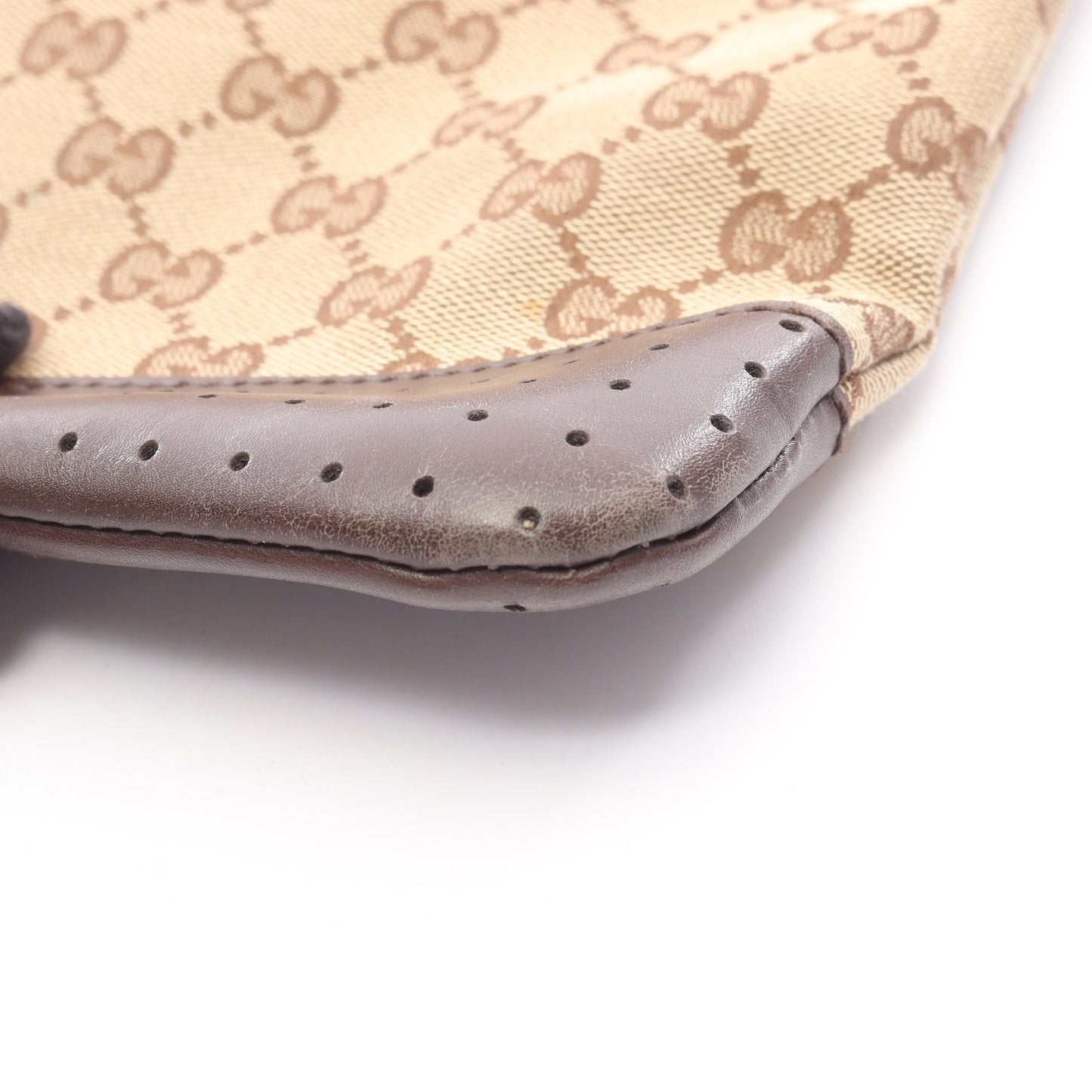GGキャンバス ショルダーバッグ キャンバス レザー ベージュ ダークブラウン グッチ バッグ GUCCI