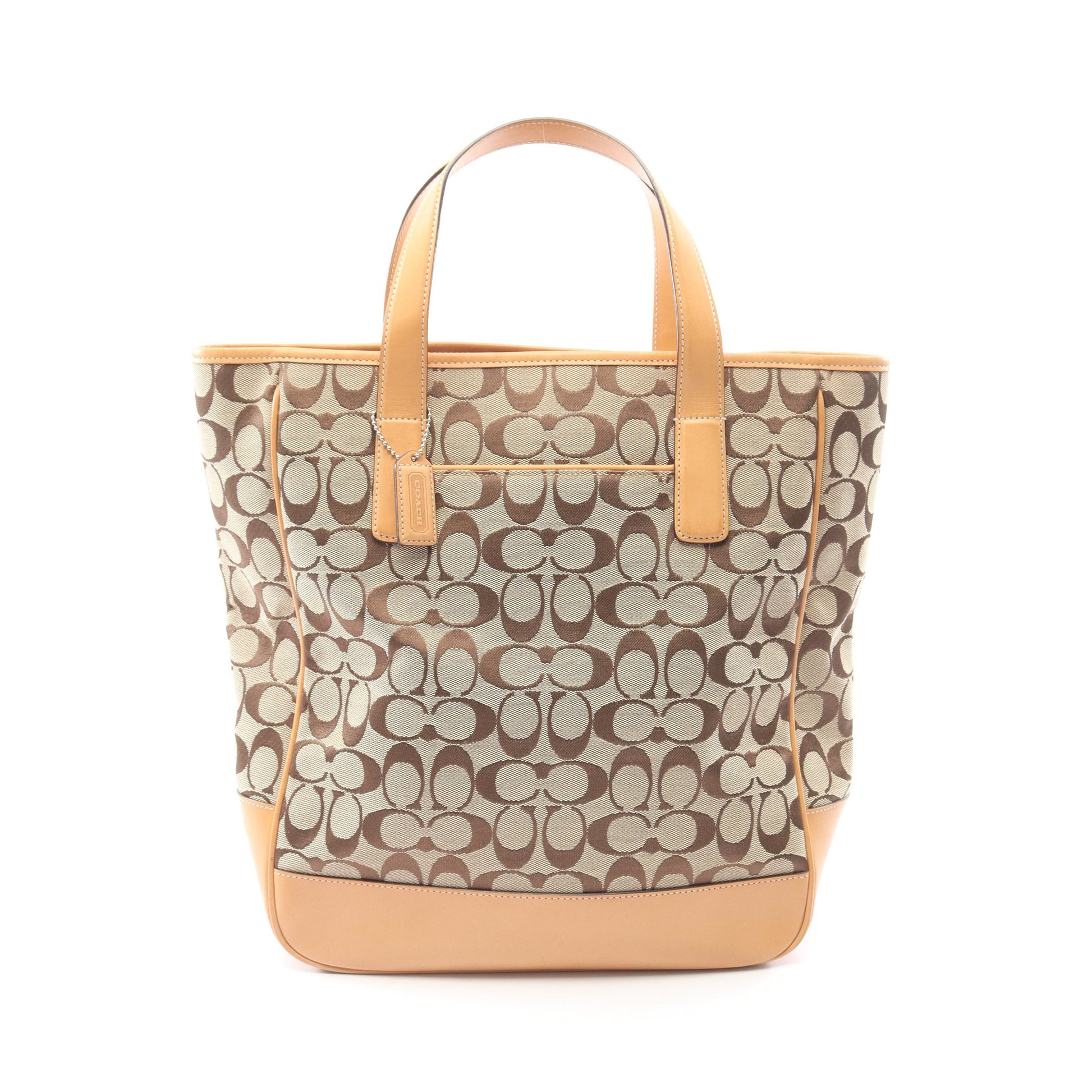 シグネチャー ハンドバッグ トートバッグ キャンバス レザー ベージュ ライトブラウン コーチ バッグ COACH