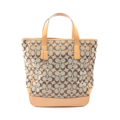 シグネチャー ハンドバッグ トートバッグ キャンバス レザー ベージュ ライトブラウン コーチ バッグ COACH
