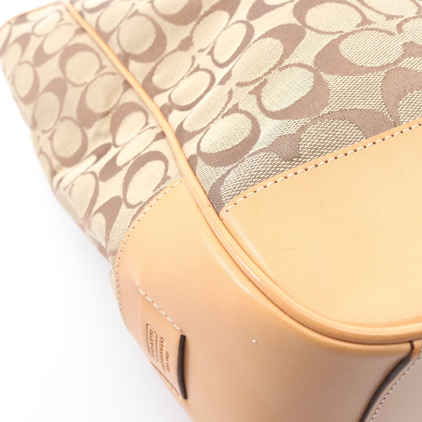 シグネチャー ハンドバッグ トートバッグ キャンバス レザー ベージュ ライトブラウン コーチ バッグ COACH