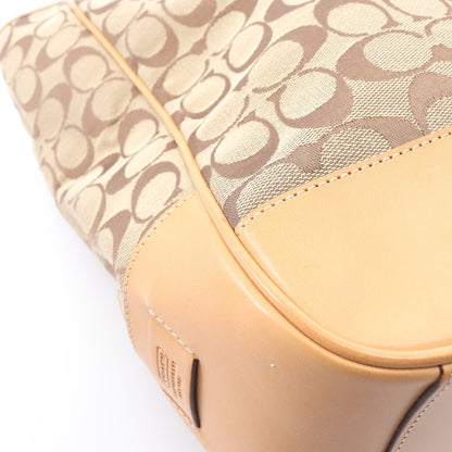 シグネチャー ハンドバッグ トートバッグ キャンバス レザー ベージュ ライトブラウン コーチ バッグ COACH