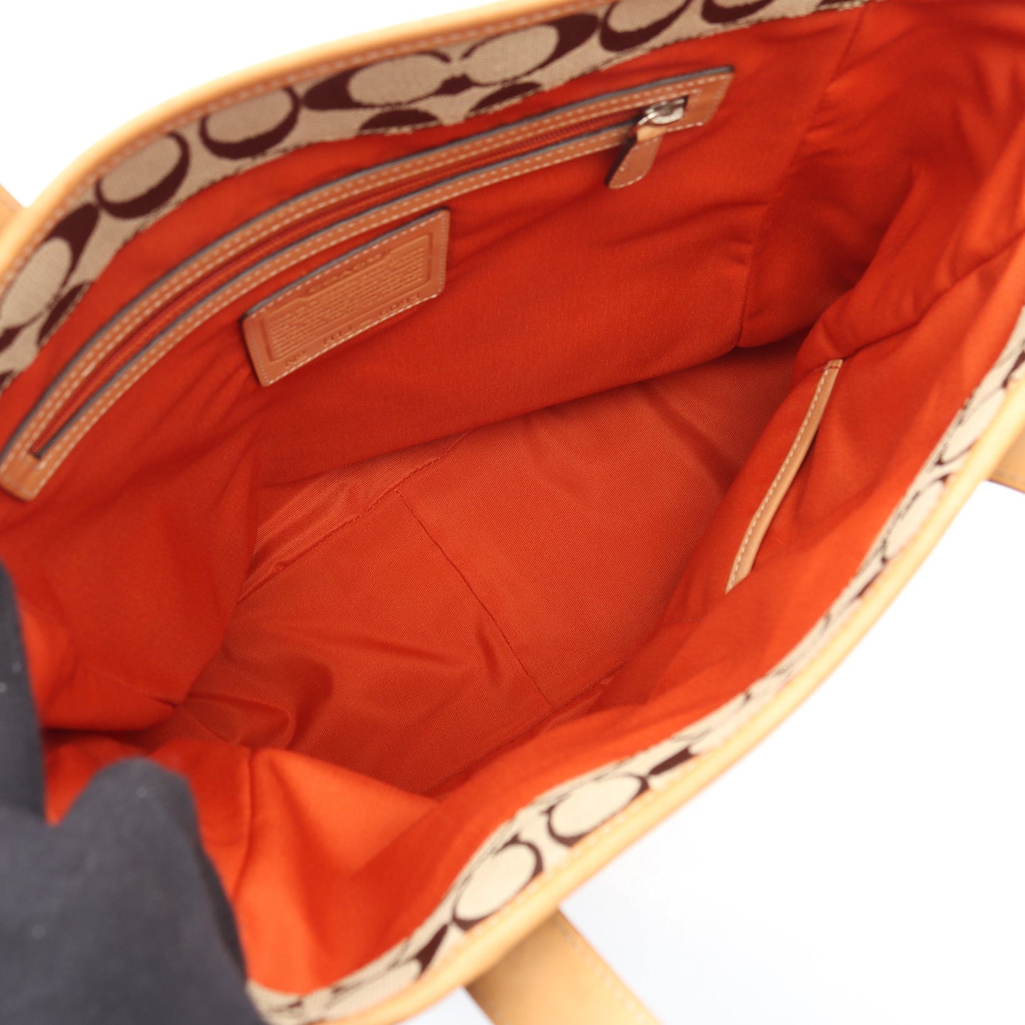 シグネチャー ハンドバッグ トートバッグ キャンバス レザー ベージュ ライトブラウン コーチ バッグ COACH