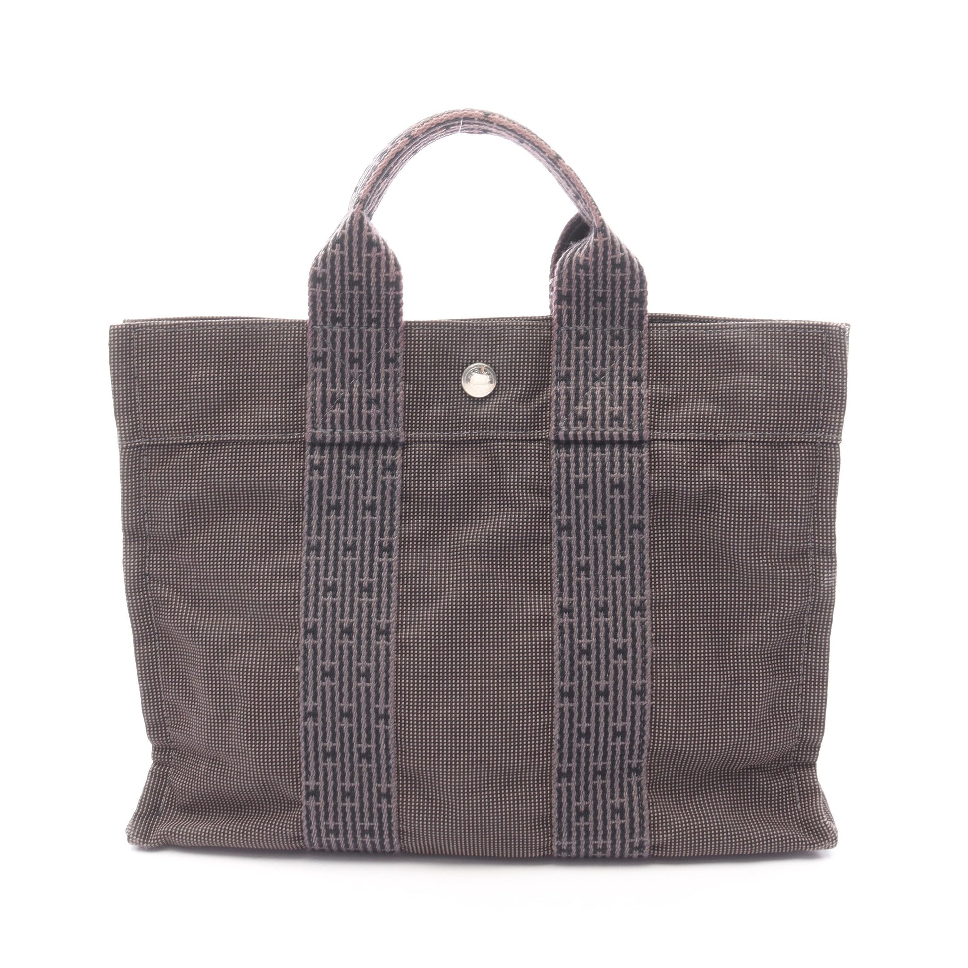 エールラインPM ハンドバッグ トートバッグ ナイロンキャンバス ダークグレー シルバー金具 エルメス バッグ HERMES