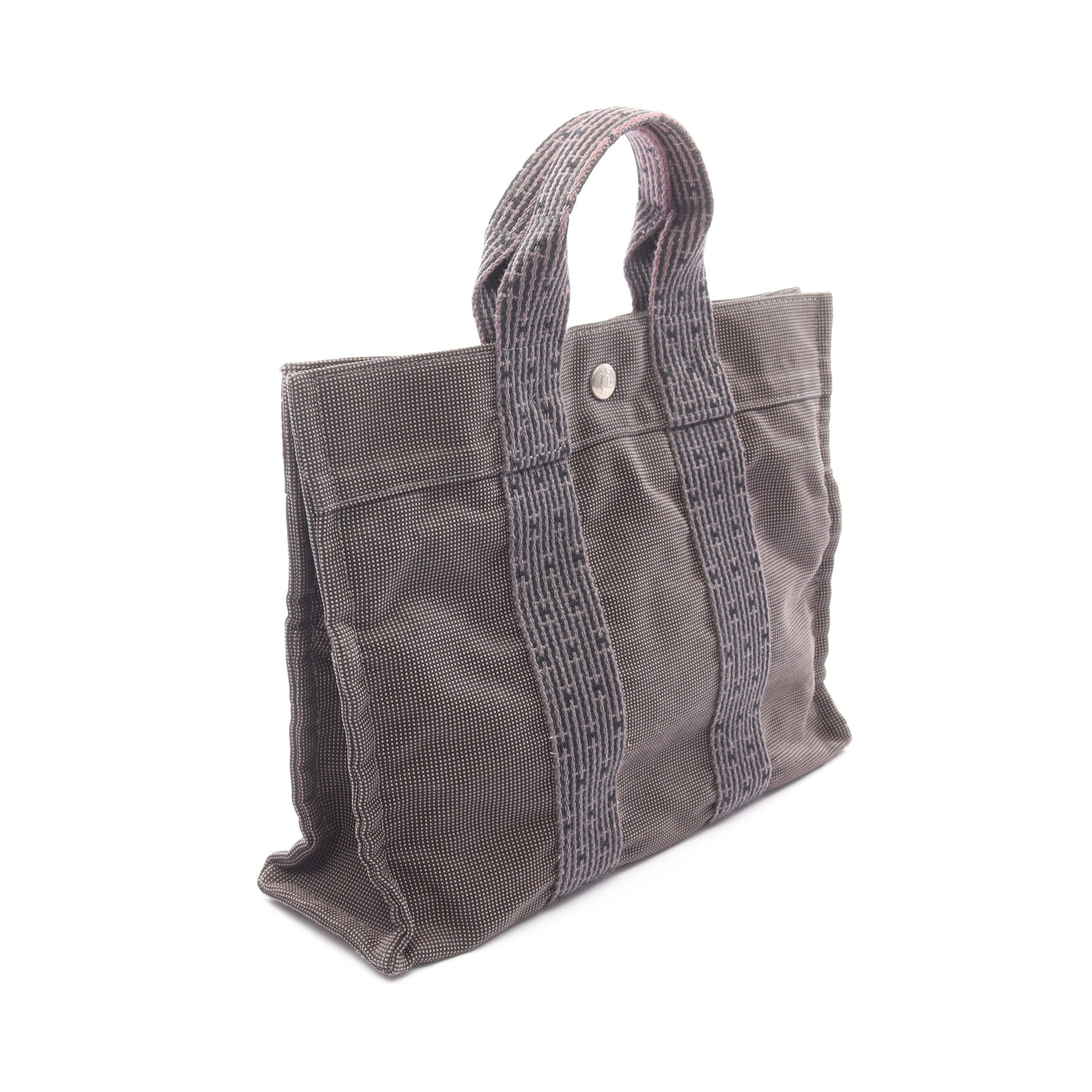エールラインPM ハンドバッグ トートバッグ ナイロンキャンバス ダークグレー シルバー金具 エルメス バッグ HERMES