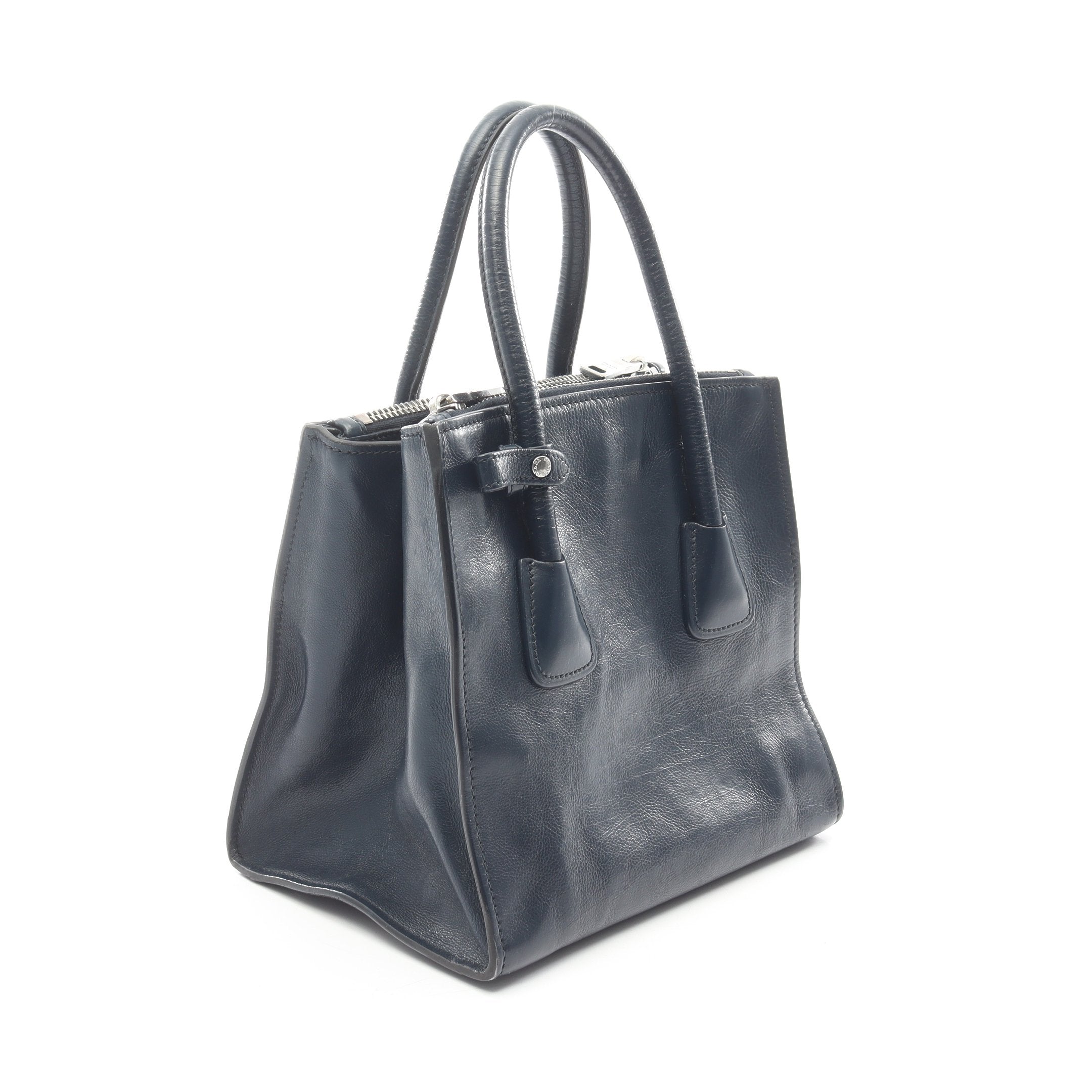 PRADA 2way ハンドバッグ ネイビー レザー ハンドバッグ レザー ネイビー 2WAY プラダ – RECLO