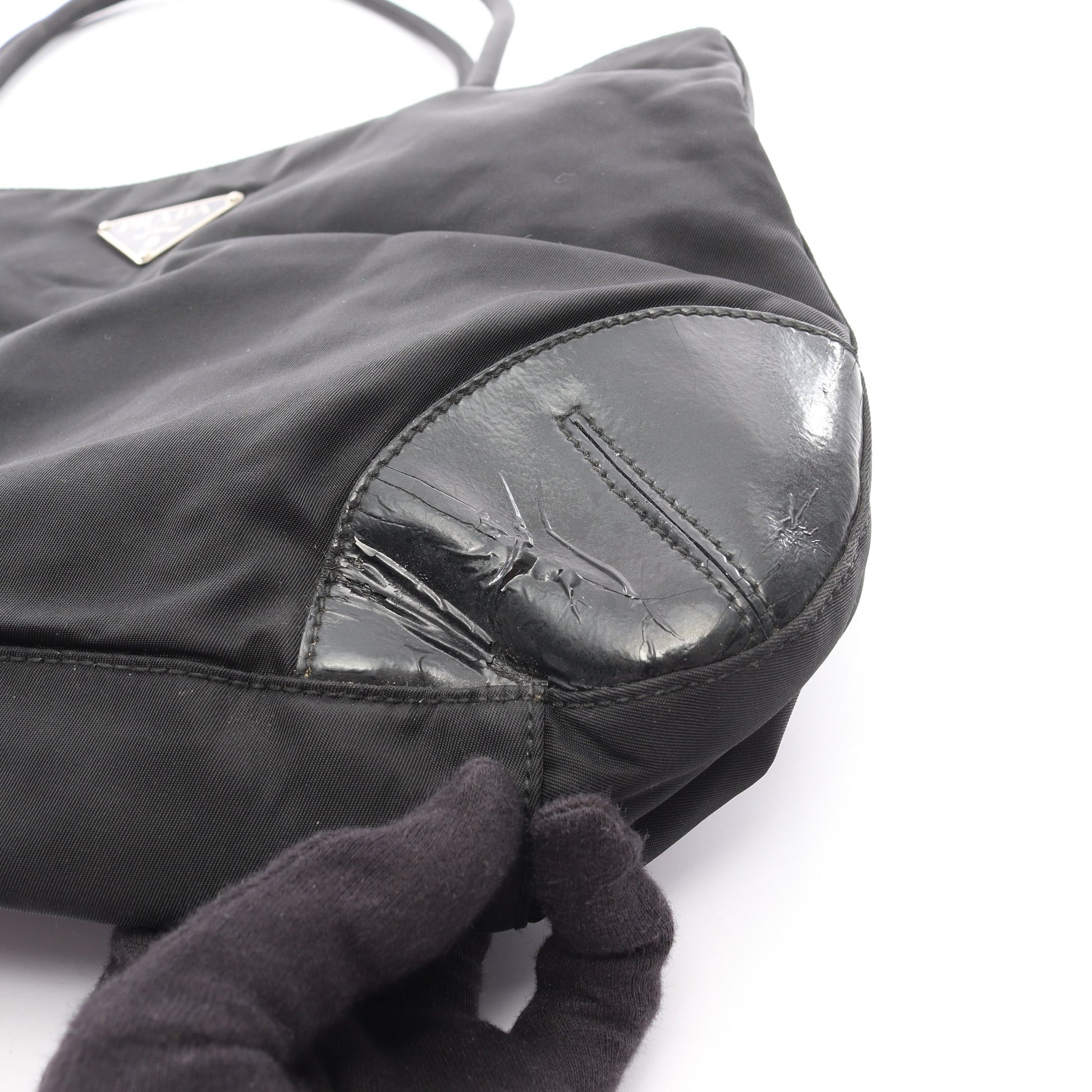 TESSUTO EASY ショルダーバッグ ナイロン レザー ブラック プラダ バッグ PRADA