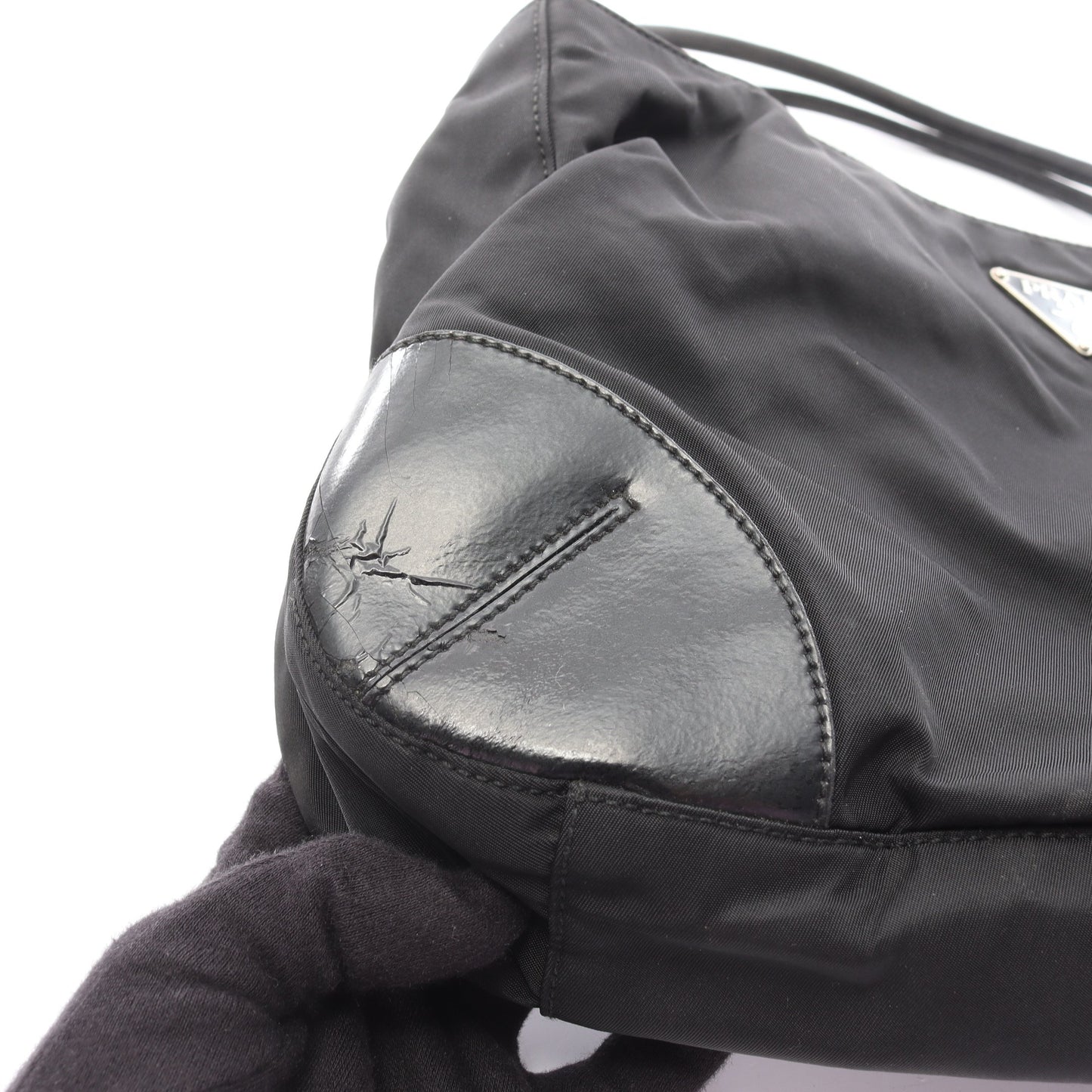 TESSUTO EASY ショルダーバッグ ナイロン レザー ブラック プラダ バッグ PRADA