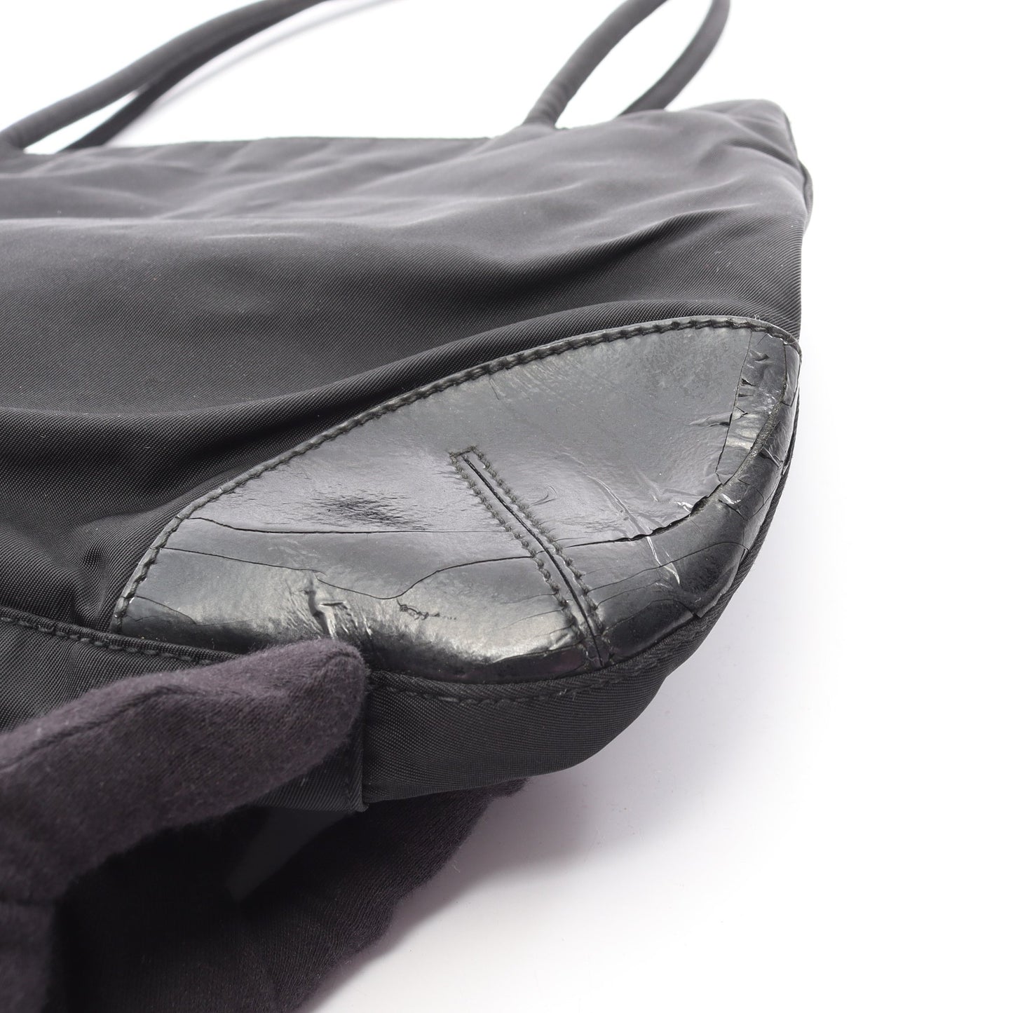 TESSUTO EASY ショルダーバッグ ナイロン レザー ブラック プラダ バッグ PRADA