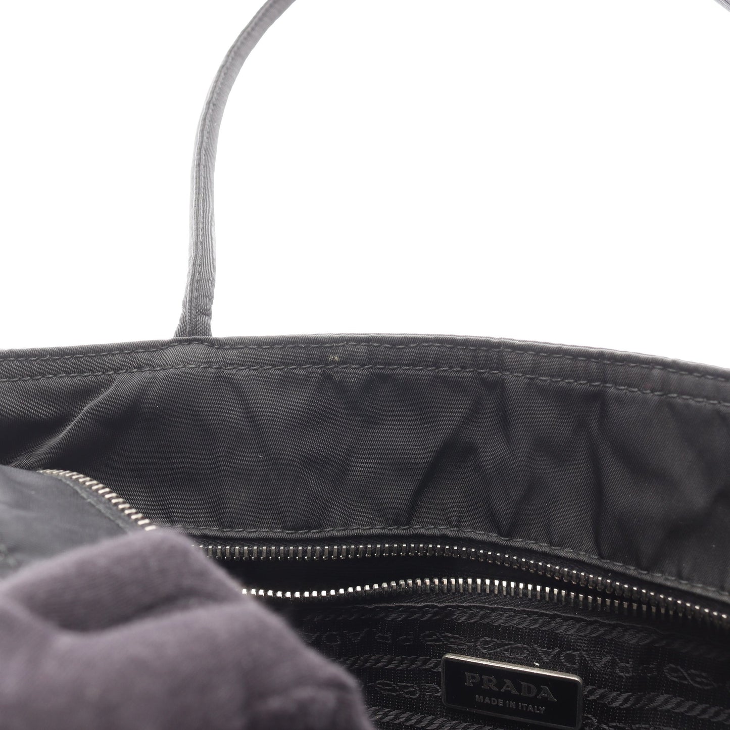 TESSUTO EASY ショルダーバッグ ナイロン レザー ブラック プラダ バッグ PRADA