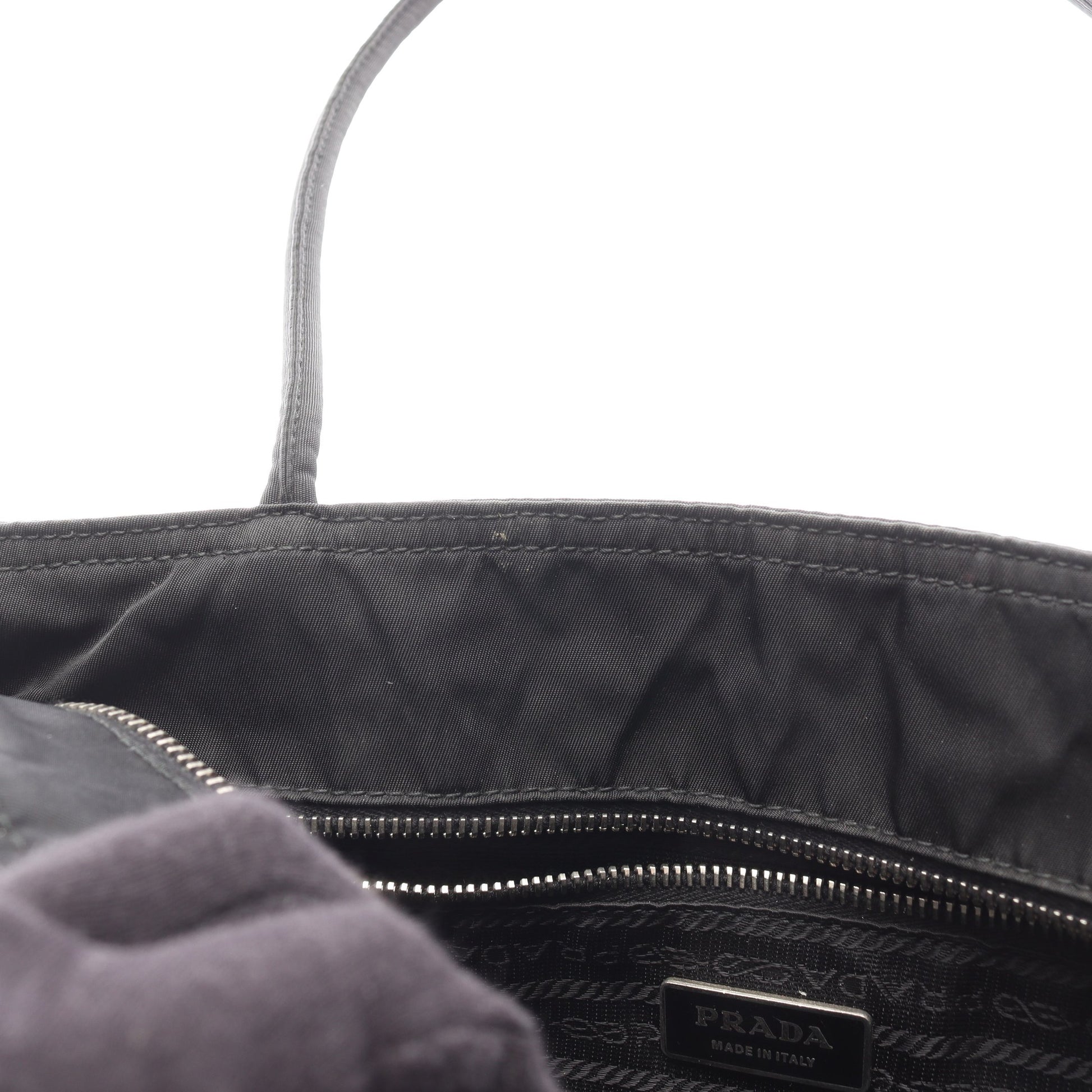 TESSUTO EASY ショルダーバッグ ナイロン レザー ブラック プラダ バッグ PRADA