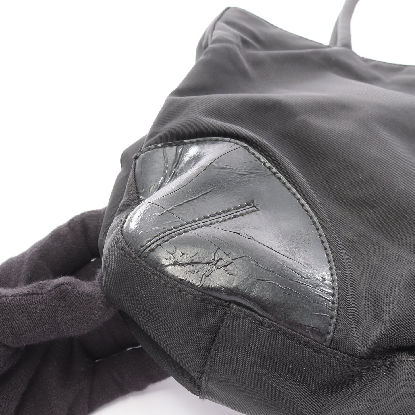 TESSUTO EASY ショルダーバッグ ナイロン レザー ブラック プラダ バッグ PRADA