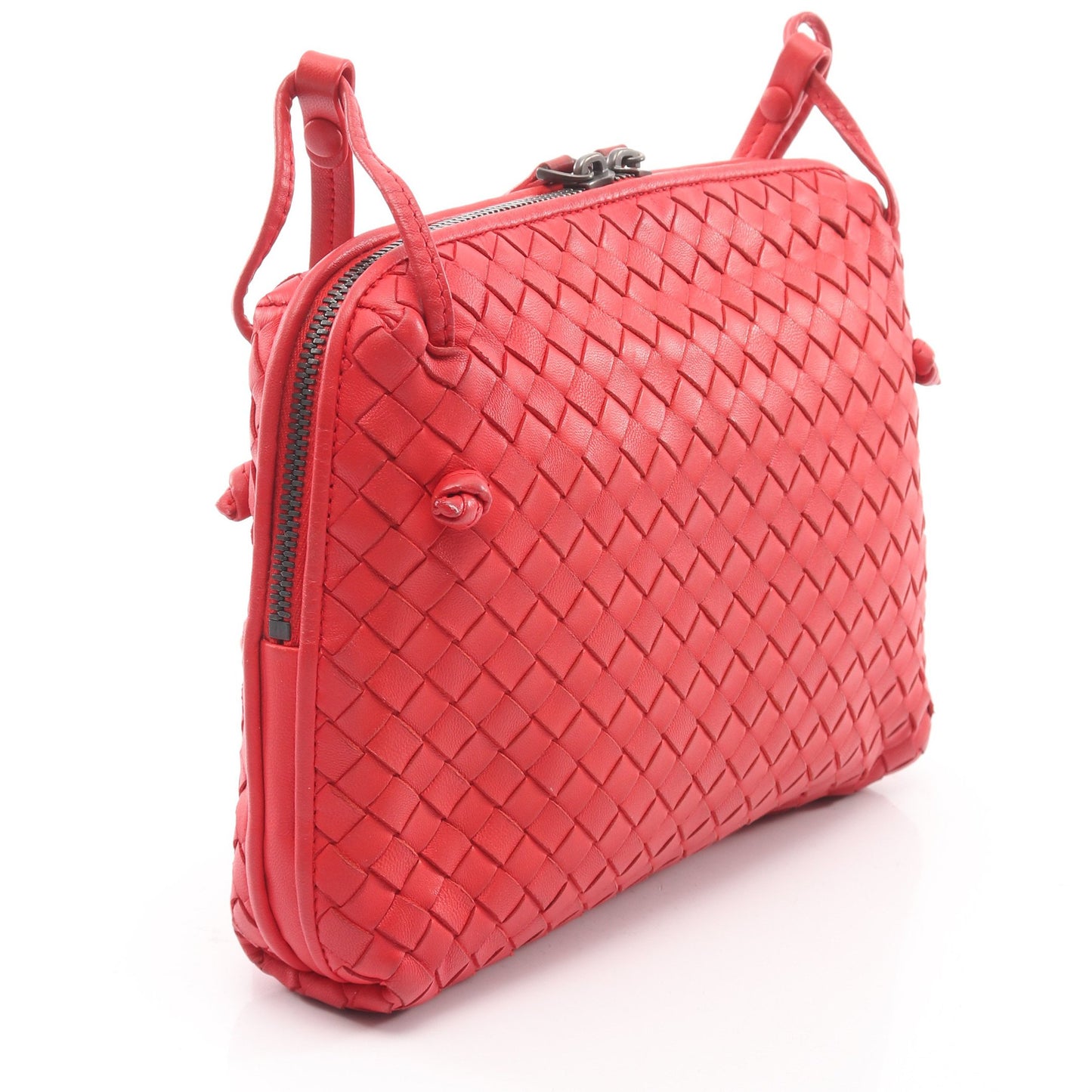 ノディーニ イントレチャート ショルダーバッグ レザー レッド ボッテガヴェネタ バッグ BOTTEGA VENETA