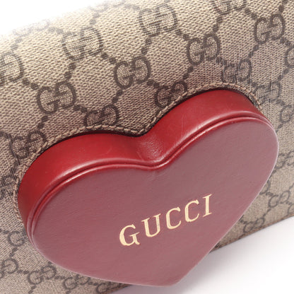 GGスプリーム バレンタイン限定 ショルダーバッグ PVC レザー ベージュ ブラウン レッド グッチ バッグ GUCCI