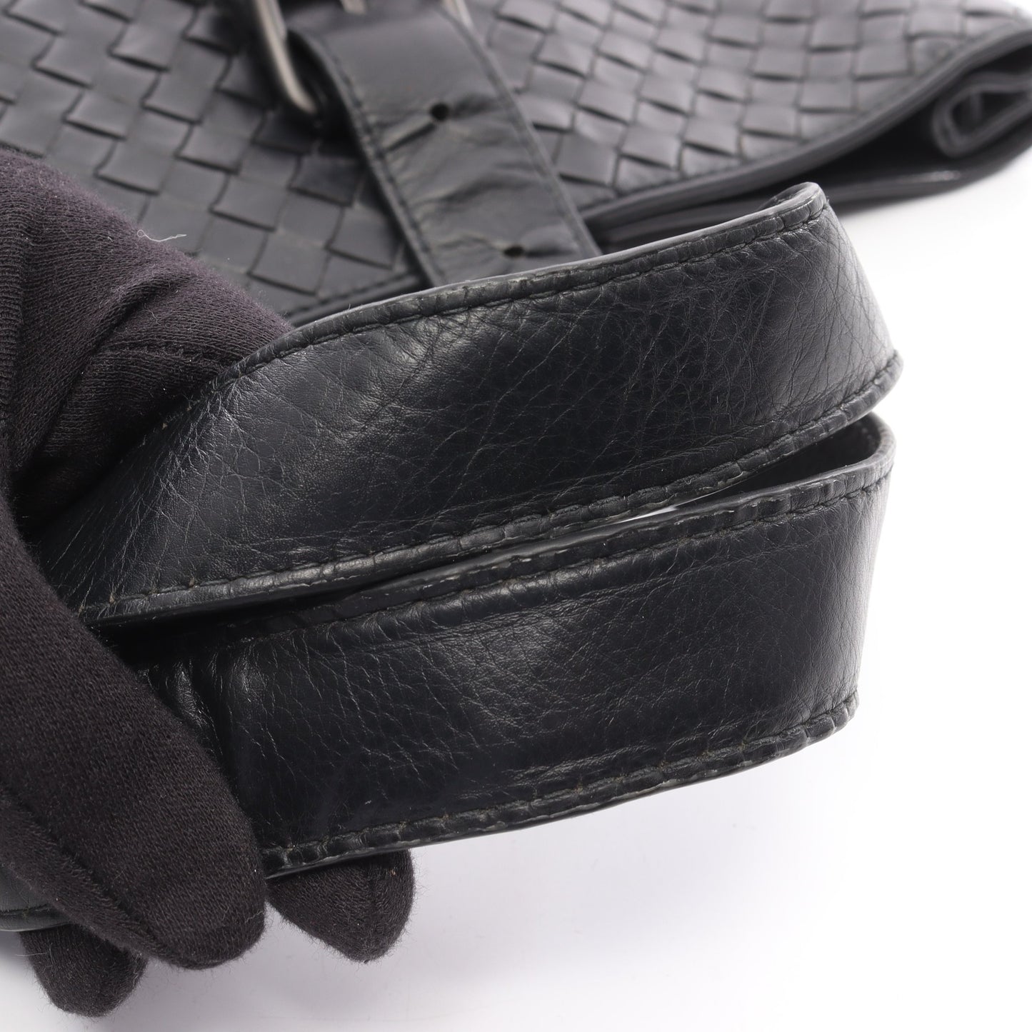 イントレチャート ハンドバッグ トートバッグ レザー ブラック ボッテガヴェネタ バッグ BOTTEGA VENETA