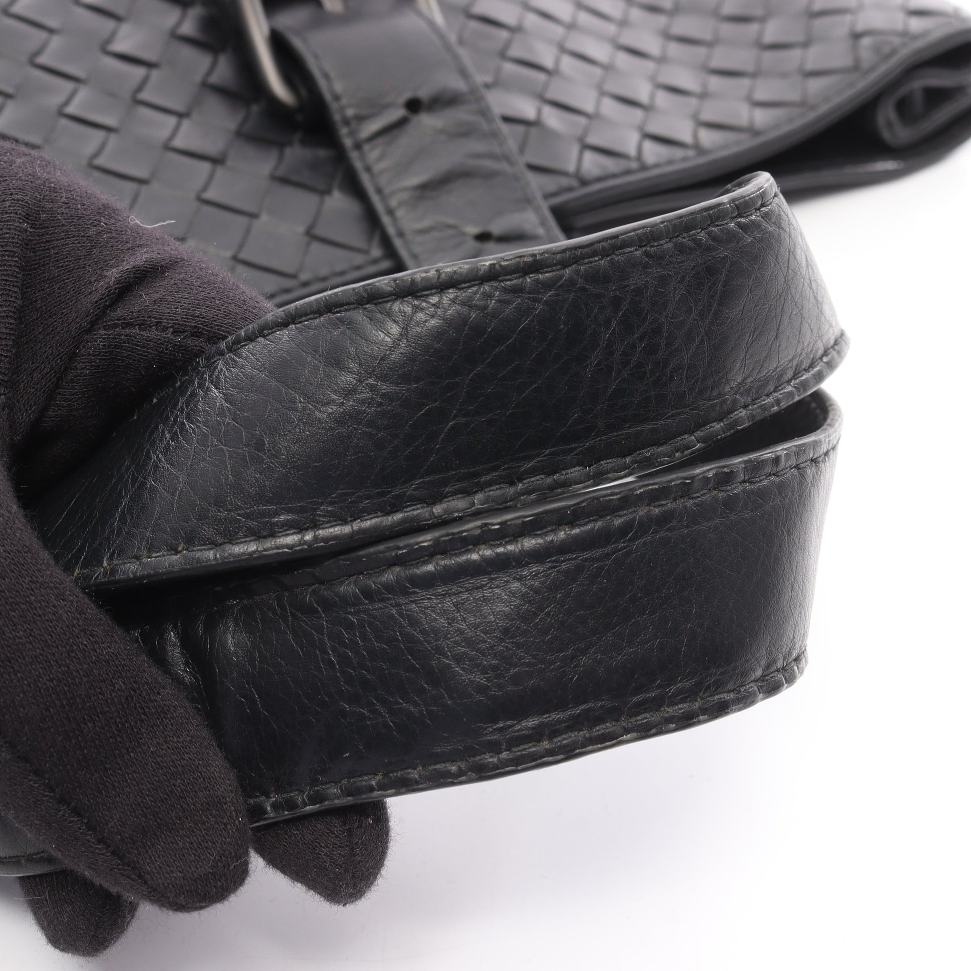イントレチャート ハンドバッグ トートバッグ レザー ブラック ボッテガヴェネタ バッグ BOTTEGA VENETA