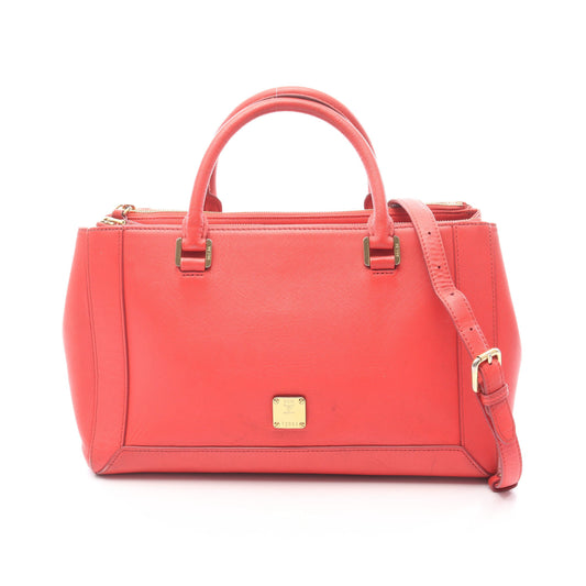 ハンドバッグ トートバッグ レザー ピンクレッド 2WAY エムシーエム