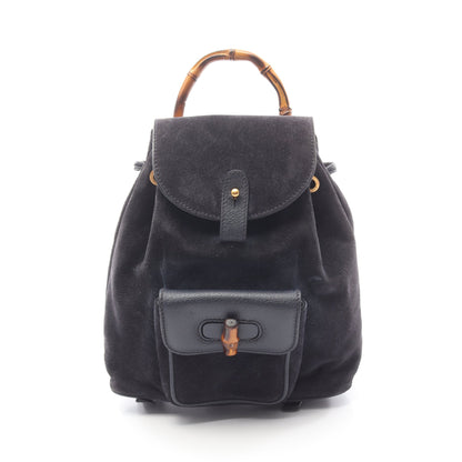 バンブー バックパック リュックサック スエード レザー ネイビー グッチ バッグ GUCCI