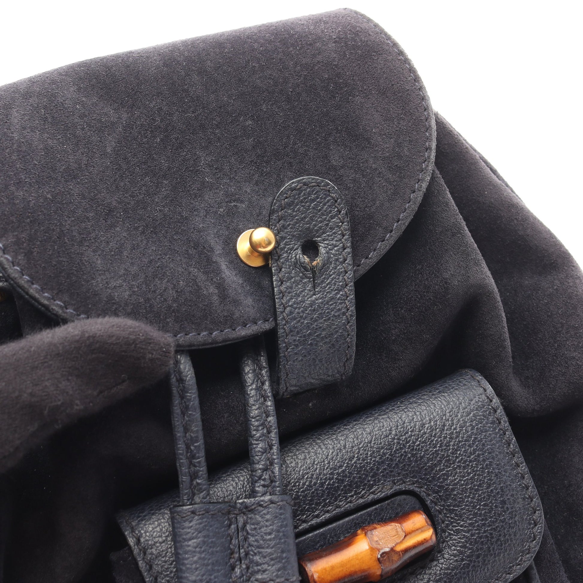 バンブー バックパック リュックサック スエード レザー ネイビー グッチ バッグ GUCCI