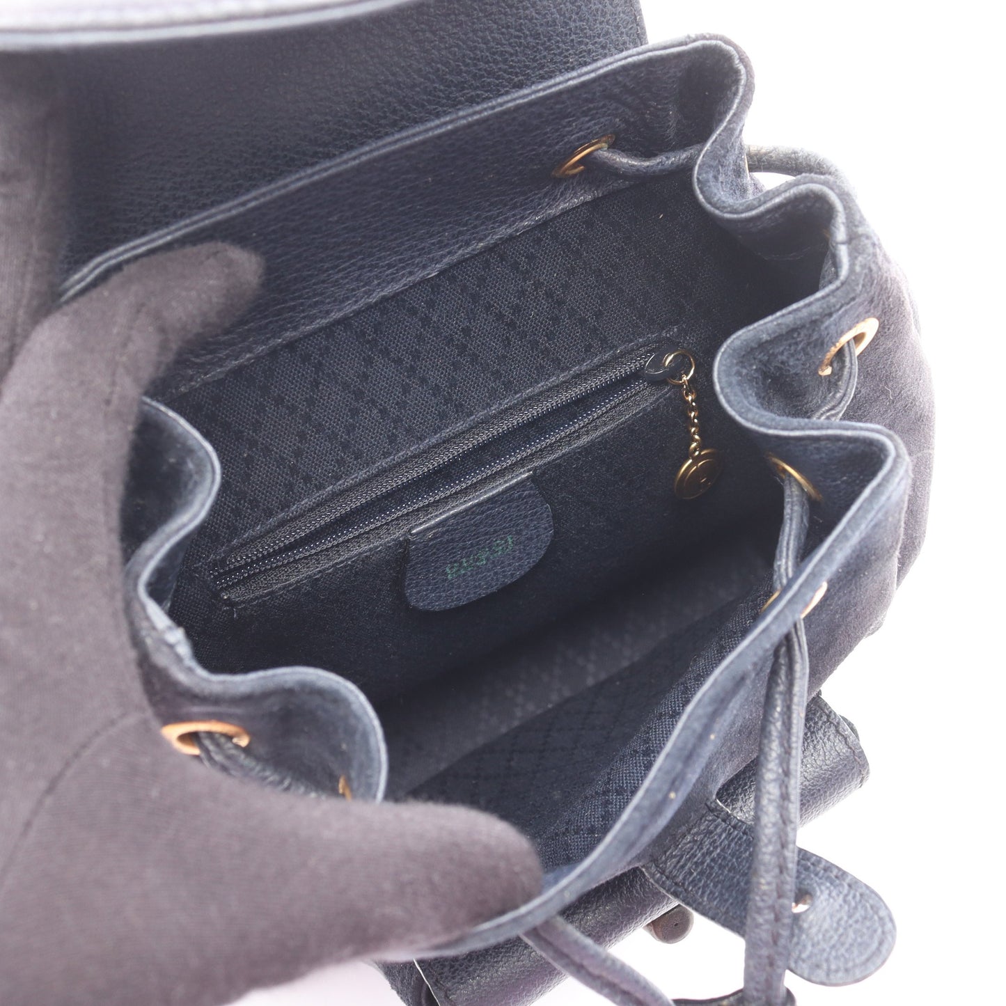 バンブー バックパック リュックサック スエード レザー ネイビー グッチ バッグ GUCCI