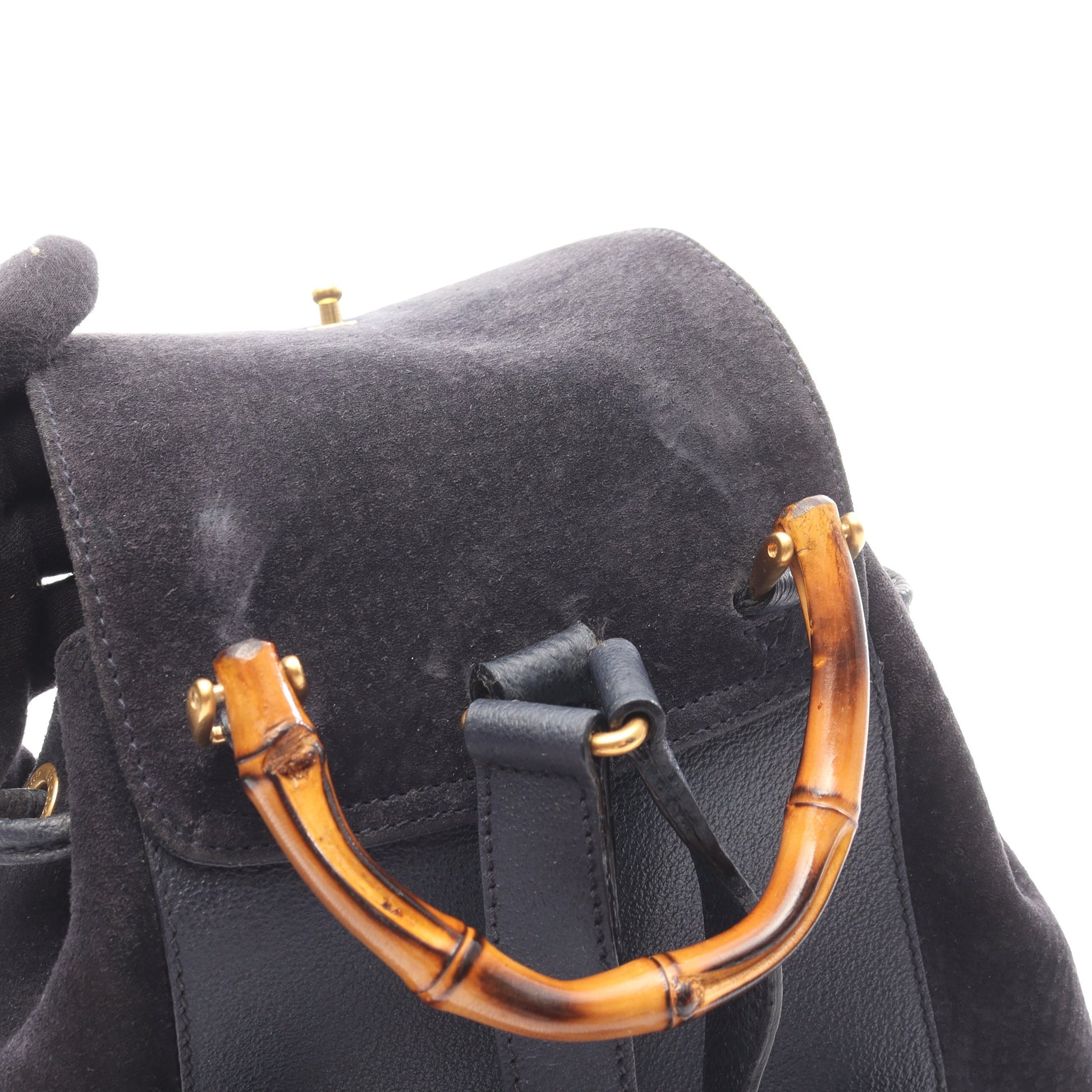 バンブー バックパック リュックサック スエード レザー ネイビー グッチ バッグ GUCCI
