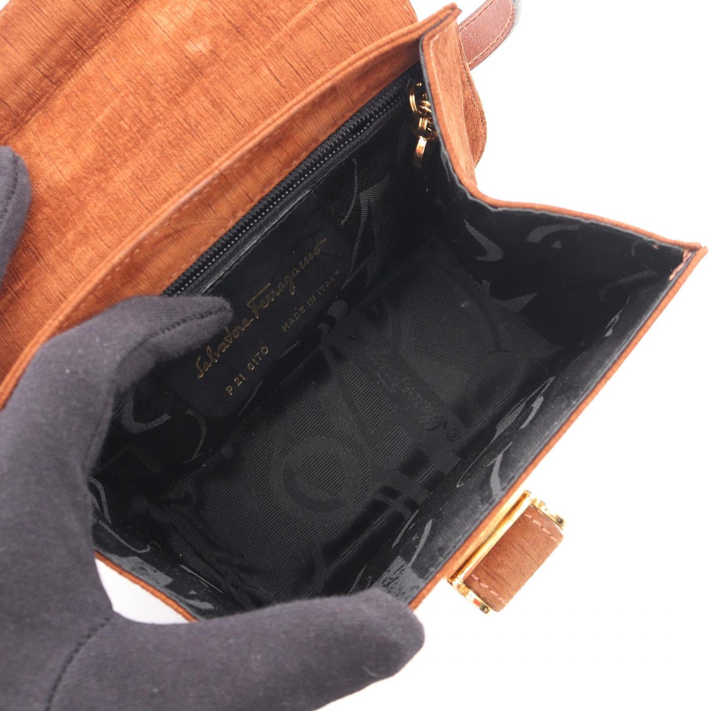 ガンチーニ ショルダーバッグ スエード ブラウン サルヴァトーレフェラガモ バッグ Salvatore Ferragamo