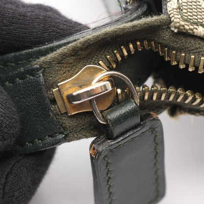 Cマカダム ショルダーバッグ キャンバス レザー ダークグリーン セリーヌ バッグ CELINE