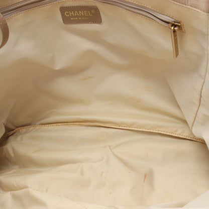 ニュートラベルラインMM ハンドバッグ トートバッグ ナイロンキャンバス レザー ベージュ ゴールド金具 シャネル バッグ CHANEL