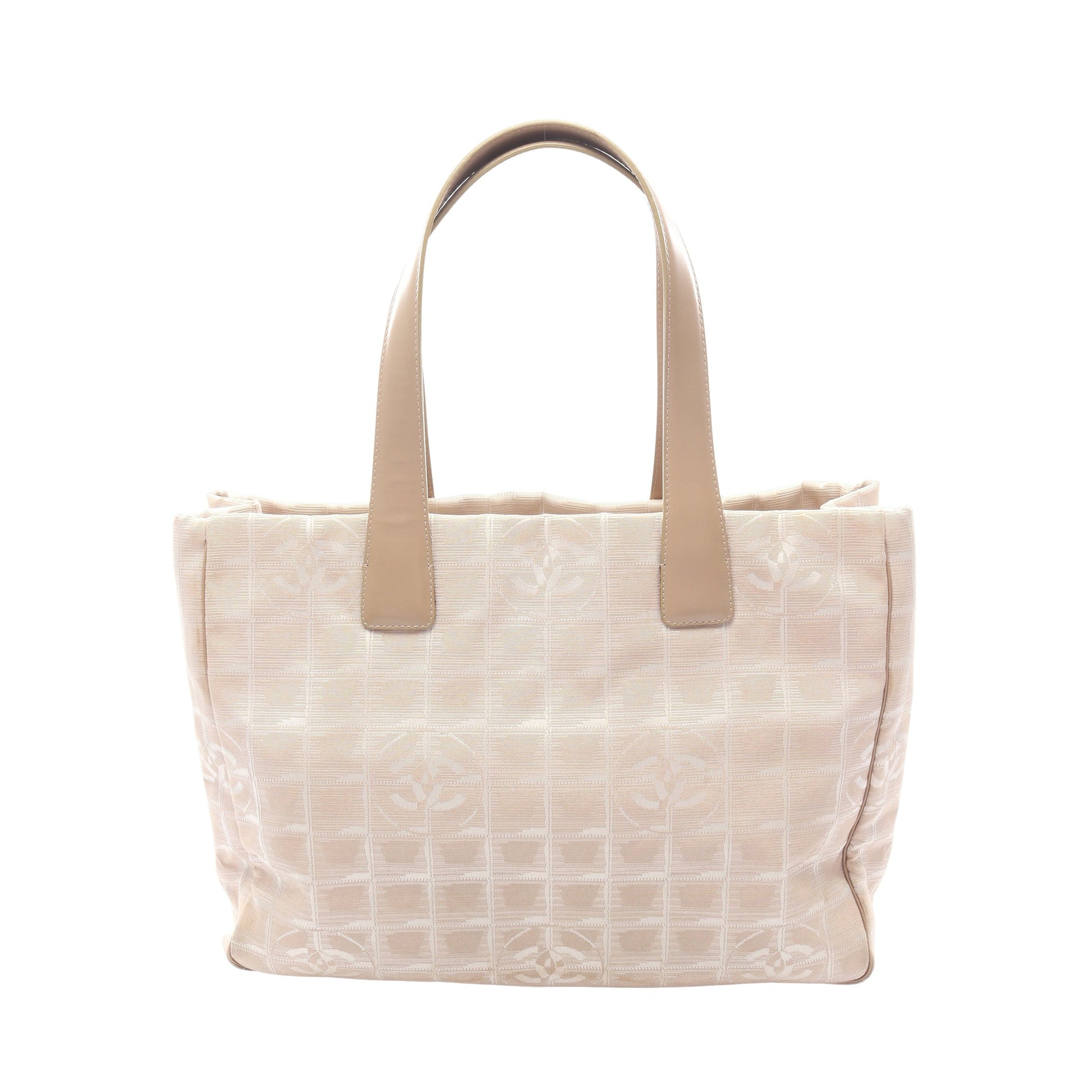ニュートラベルラインMM ハンドバッグ トートバッグ ナイロンキャンバス レザー ベージュ ゴールド金具 シャネル バッグ CHANEL