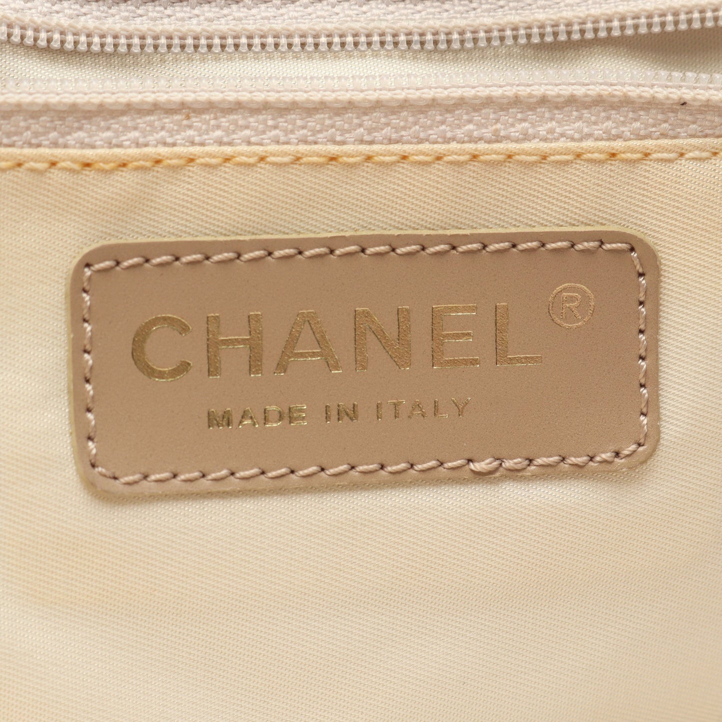 ニュートラベルラインMM ハンドバッグ トートバッグ ナイロンキャンバス レザー ベージュ ゴールド金具 シャネル バッグ CHANEL