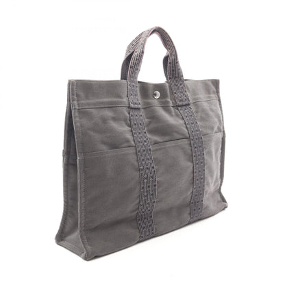 エールラインMM ハンドバッグ トートバッグ ナイロンキャンバス ダークグレー シルバー金具 エルメス バッグ HERMES