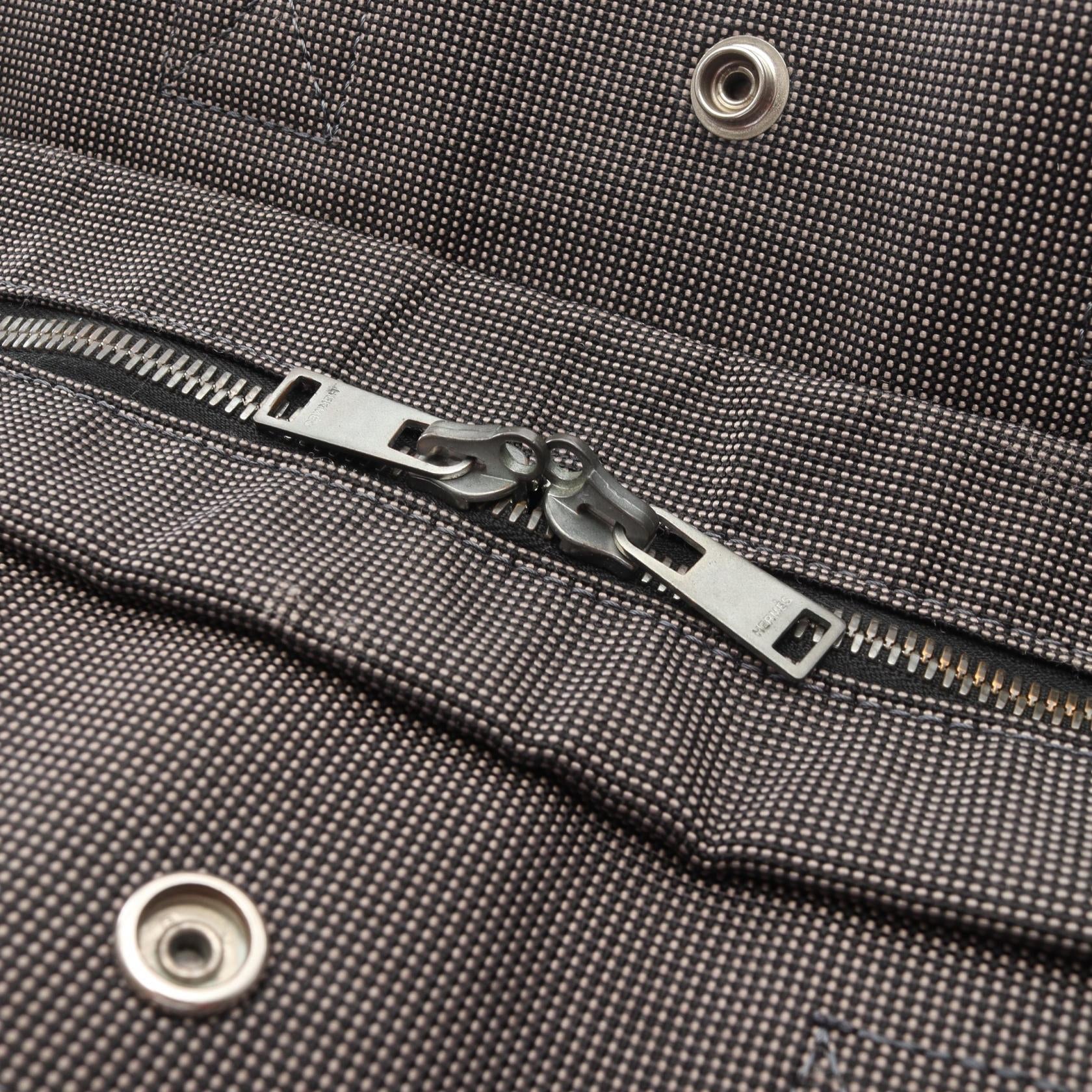 エールラインMM ハンドバッグ トートバッグ ナイロンキャンバス ダークグレー シルバー金具 エルメス バッグ HERMES