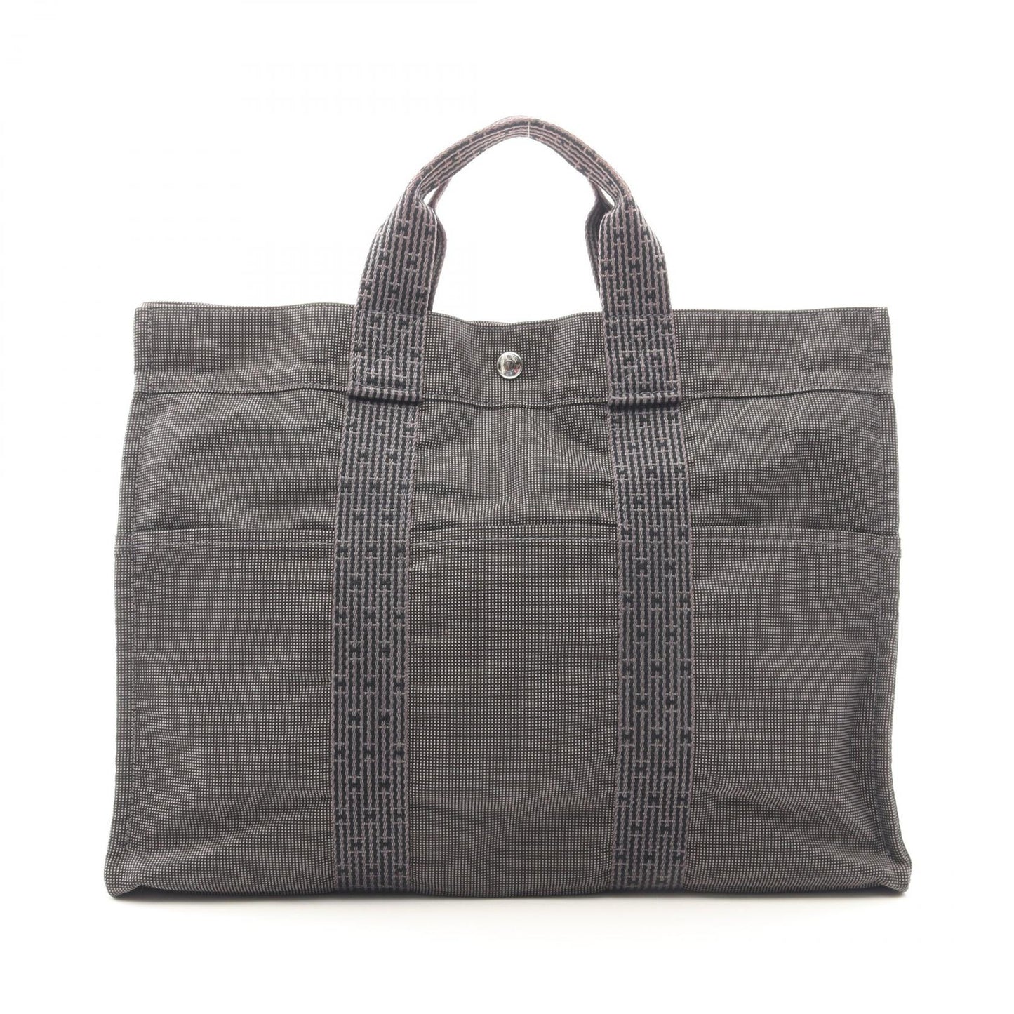 エールラインMM ハンドバッグ トートバッグ ナイロンキャンバス ダークグレー シルバー金具 エルメス バッグ HERMES