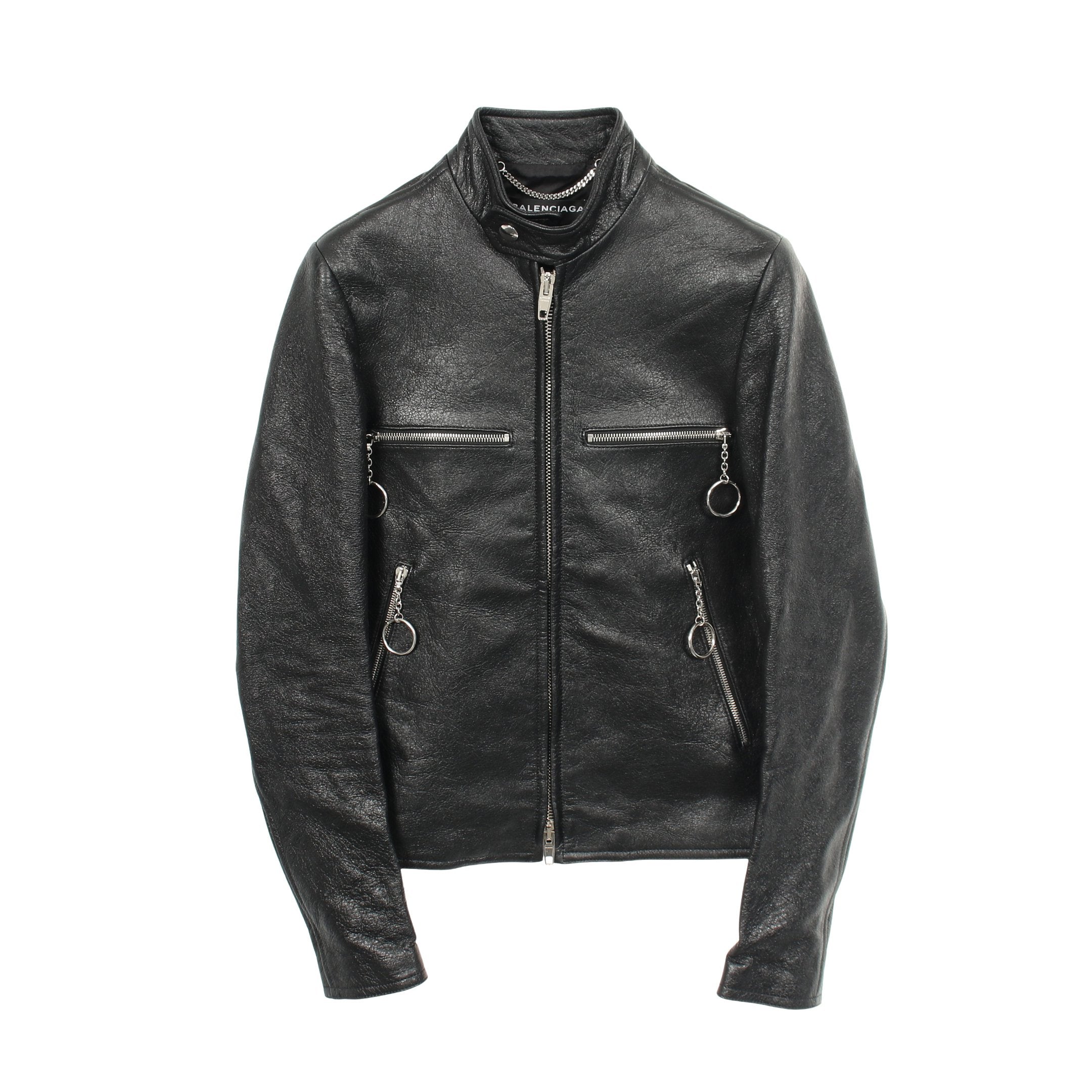 Jacket バレンシアガ 革ジャン シングル ライダースジャケット レザー