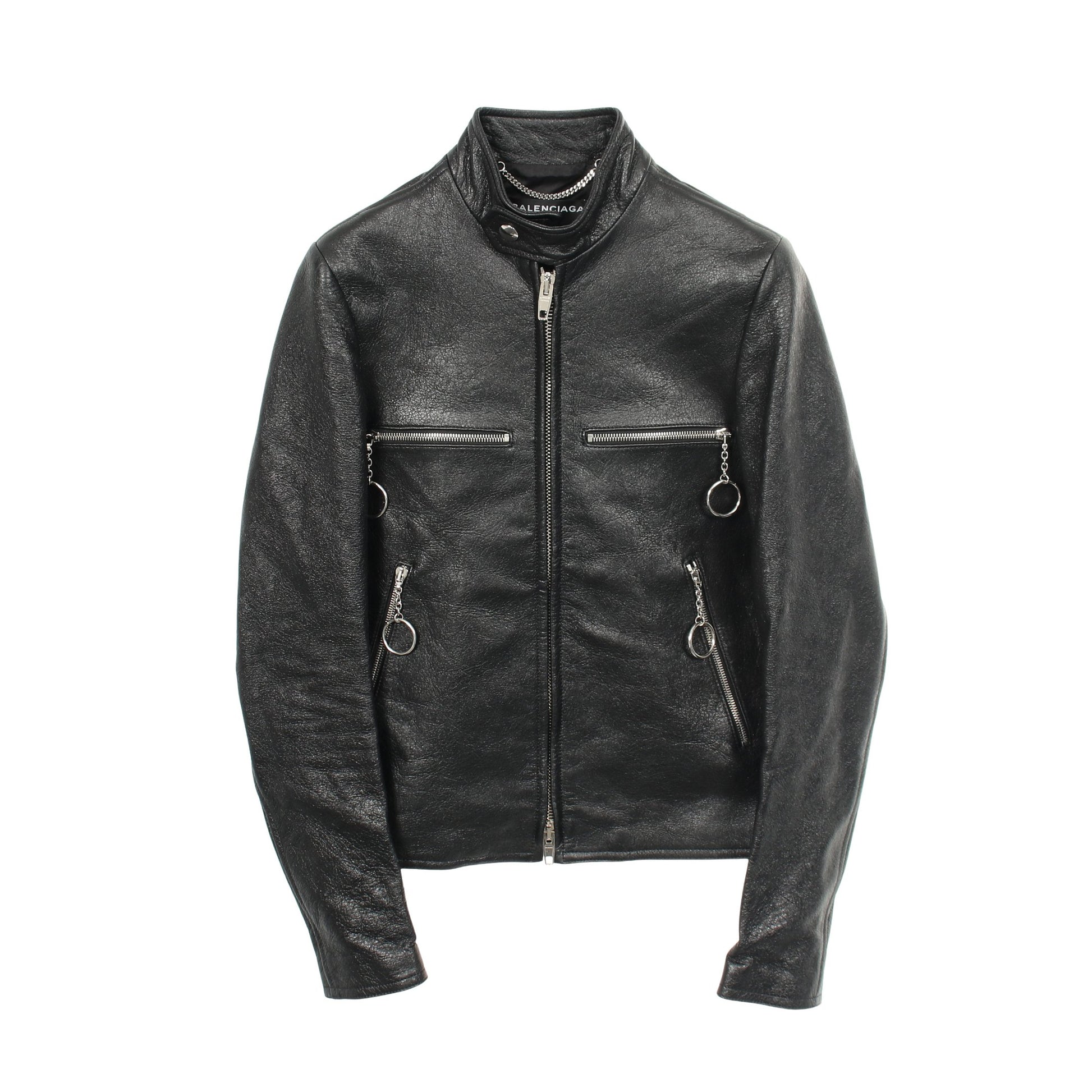 シングル ライダースジャケット レザー ブラック バレンシアガ アウター BALENCIAGA